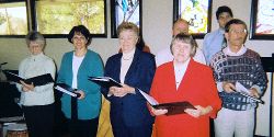 The Peace Choir usually sings at the 9:30 service